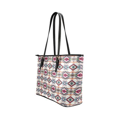 Indian Navajo Art Themed Design Print Leather Tote Bag