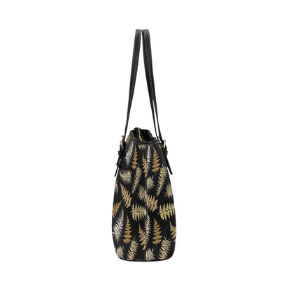 Fern Leave Bright Print Pattern Leather Tote Bag