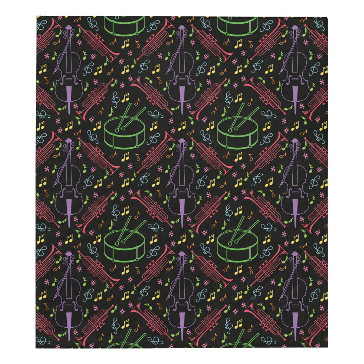 Cello Neon Pattern Print Design 02 Premium Quilt