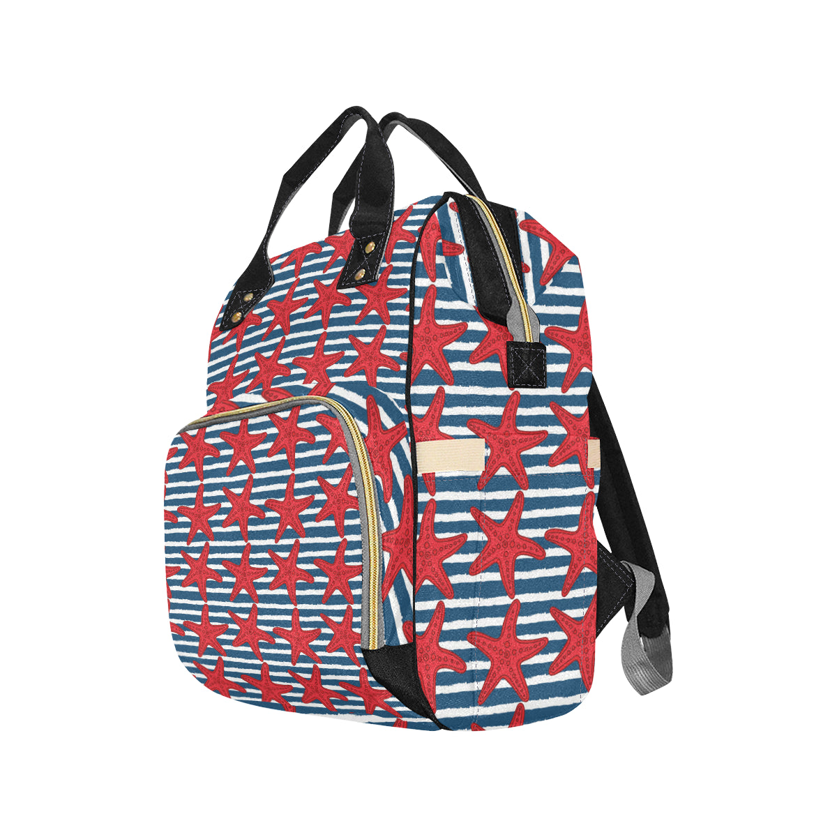 Starfish Red Pattern Print Design 02 Diaper Bag Backpack