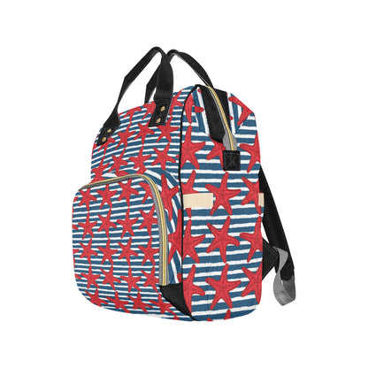 Starfish Red Pattern Print Design 02 Diaper Bag Backpack