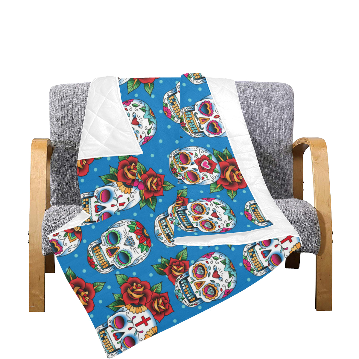 Sugar Skull Rose Pattern Premium Quilt