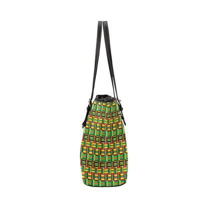 African Zip Zag Print Pattern Leather Tote Bag