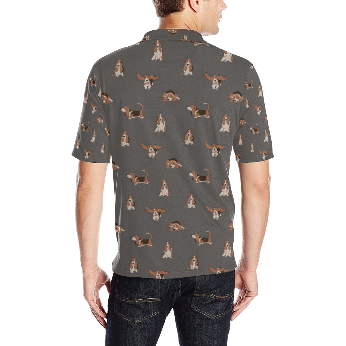 Basset Hound Pattern Print Design 03 Men Polo Shirt