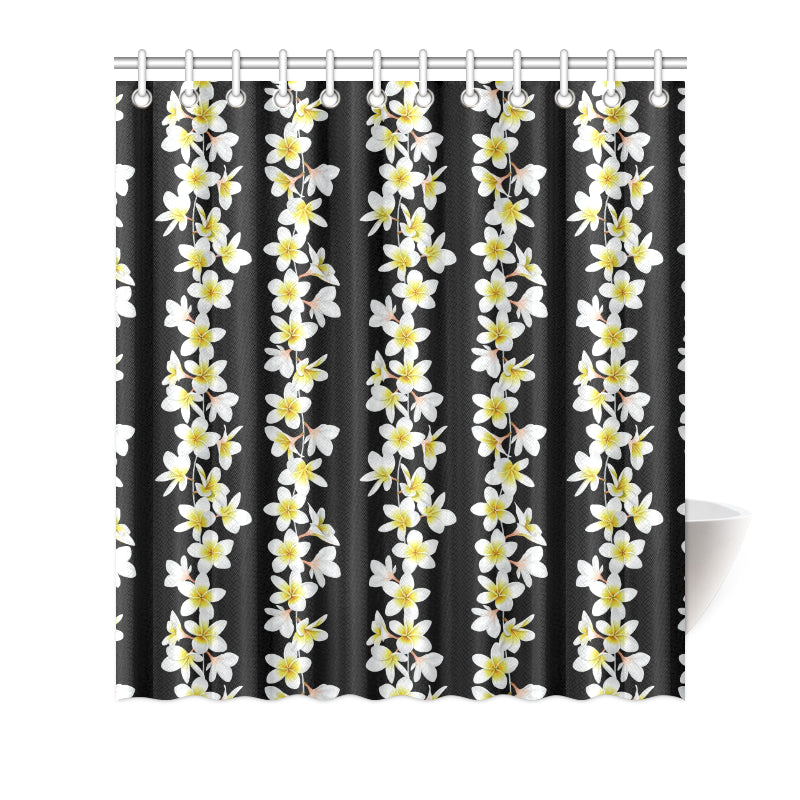 White Plumeria Pattern Print Design PM08 Shower Curtain