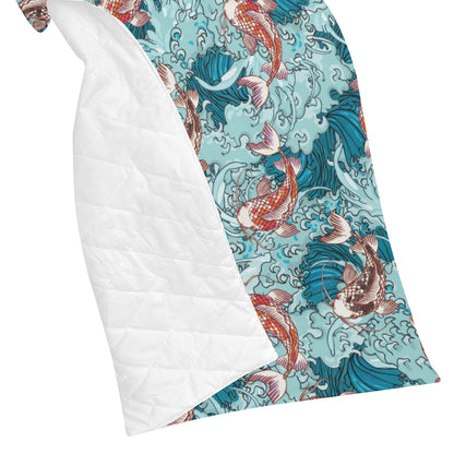 KOI Fish Pattern Print Design 05 Premium Quilt