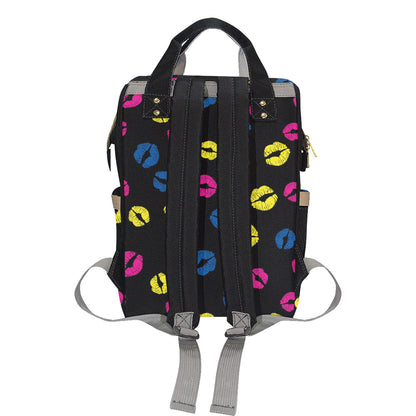 Lip Neon Color Pattern Print Design 01 Diaper Bag Backpack