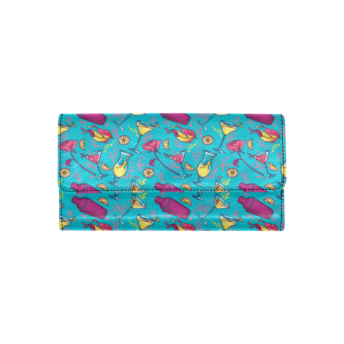 Cocktail Pattern Print Design 03 Women's Trifold Wallet