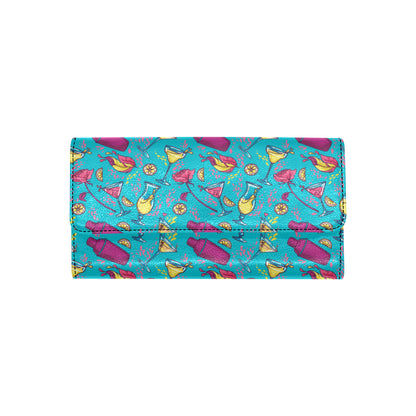 Cocktail Pattern Print Design 03 Women's Trifold Wallet