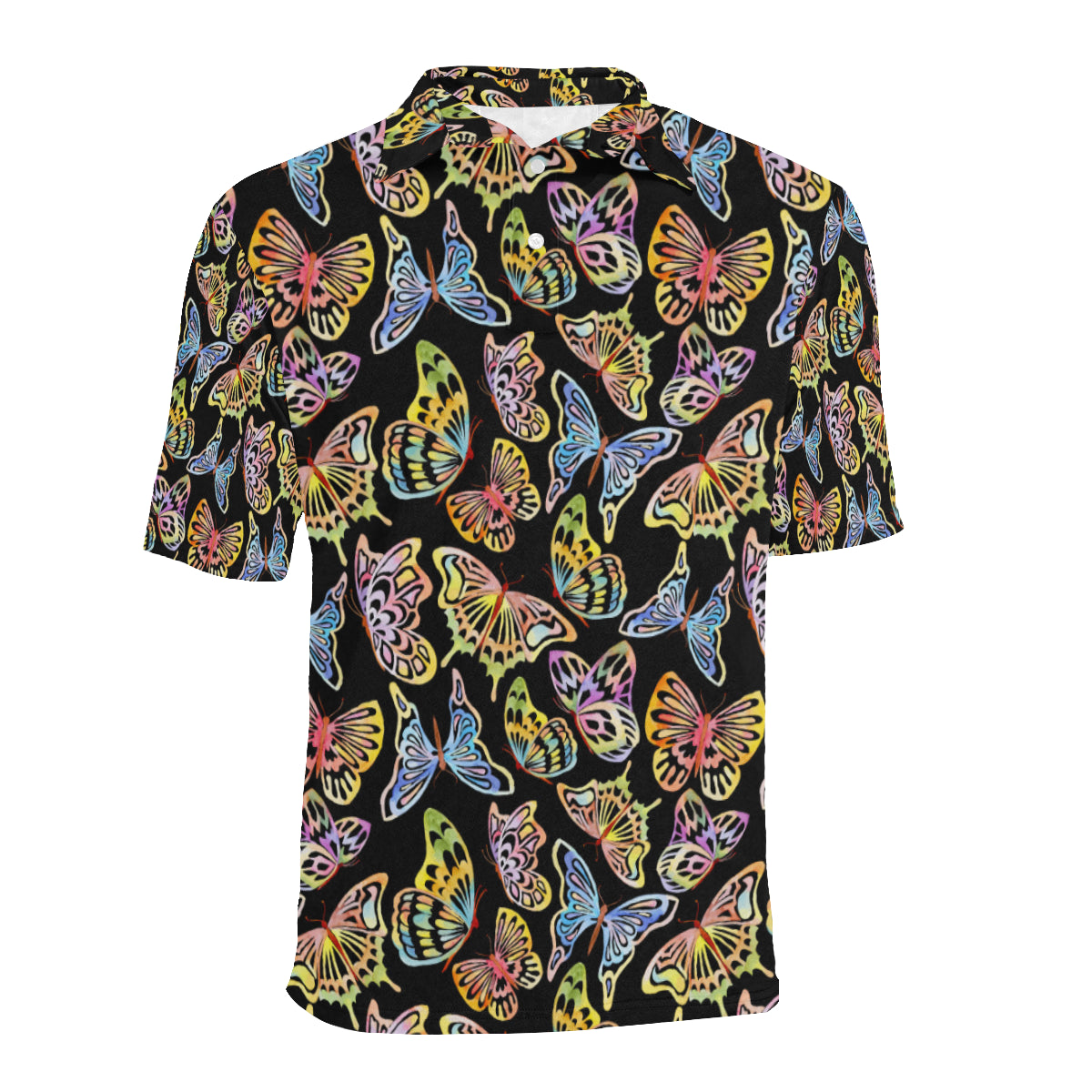 Butterfly Water Color Rainbow Men Polo Shirt