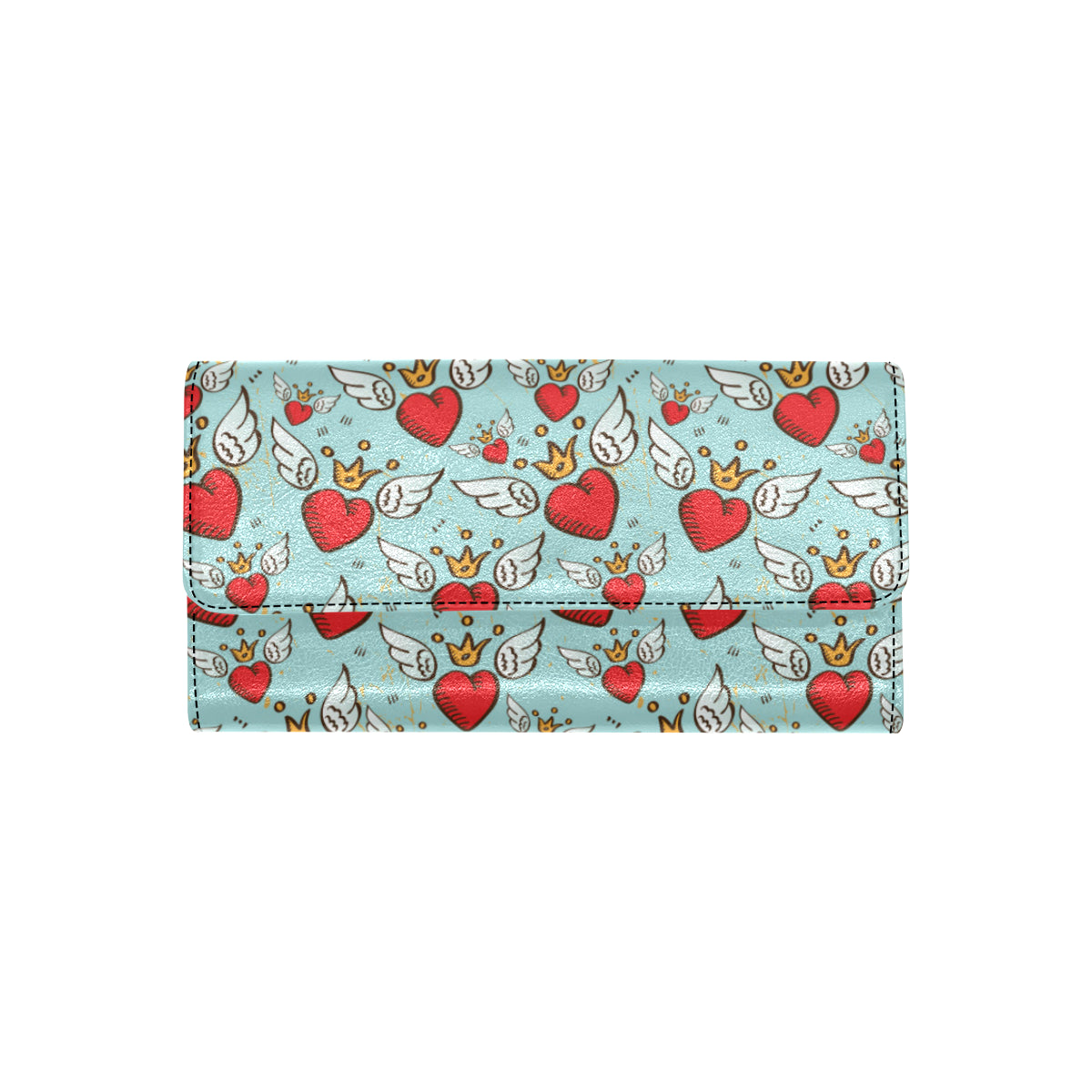 Angel Wings Heart Pattern Print Design 02 Women's Trifold Wallet