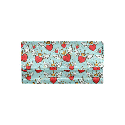 Angel Wings Heart Pattern Print Design 02 Women's Trifold Wallet