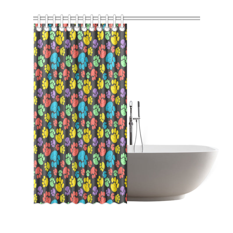 Paw Colorful Print Shower Curtain