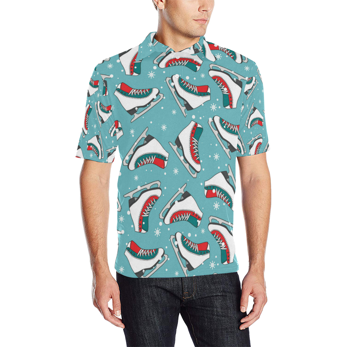 Ice Skate Pattern Print Design 03 Men Polo Shirt
