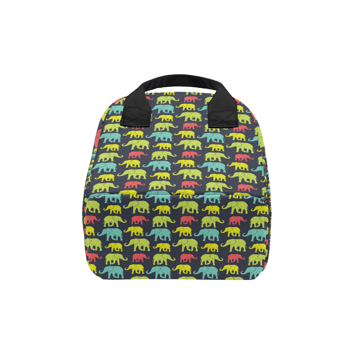 Elephant Neon Color Print Pattern Insulated Lunch Bag