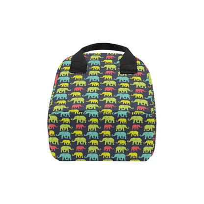 Elephant Neon Color Print Pattern Insulated Lunch Bag