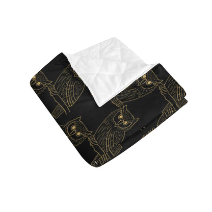 Gold Owl Pattern Premium Quilt