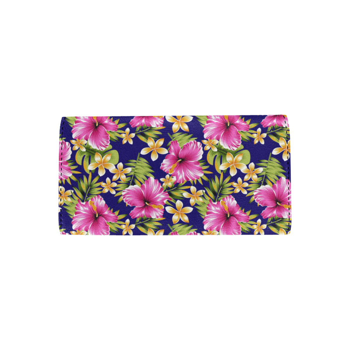 Pink Hibiscus Pattern Print Design HB027 Women's Trifold Wallet