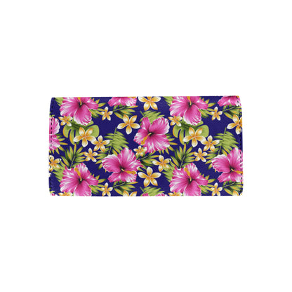 Pink Hibiscus Pattern Print Design HB027 Women's Trifold Wallet