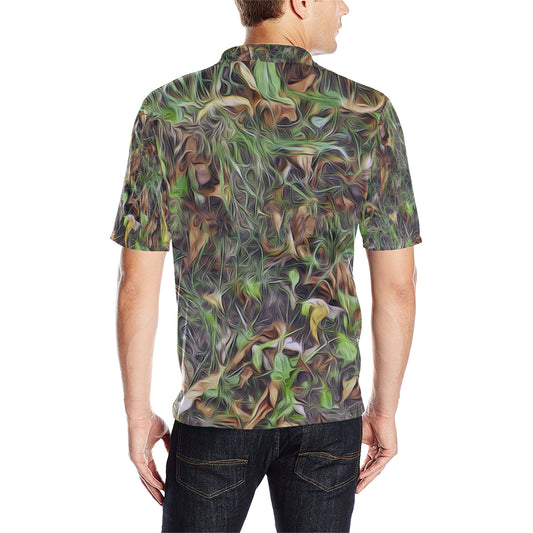 Camouflage Realistic Tree Print Men Polo Shirt