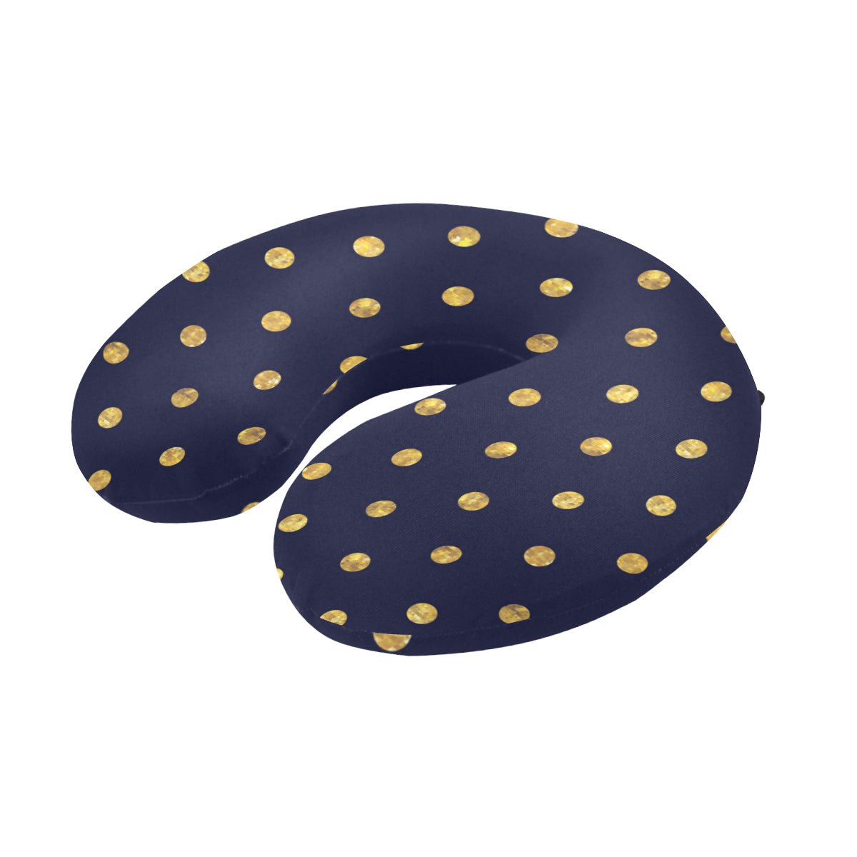Polka Dot Gold Blue Pattern Print Design 02 U-Shaped Travel Neck Pillow