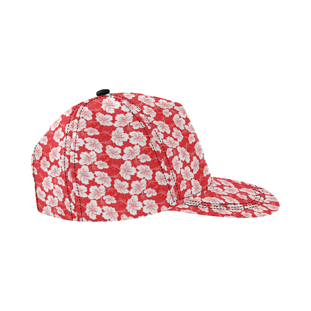 Flower Hawaiian Hibiscus Red Background Print Snapback Cap
