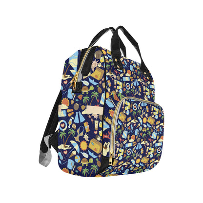 Beach Themed Pattern Print Design 04 Diaper Bag Backpack