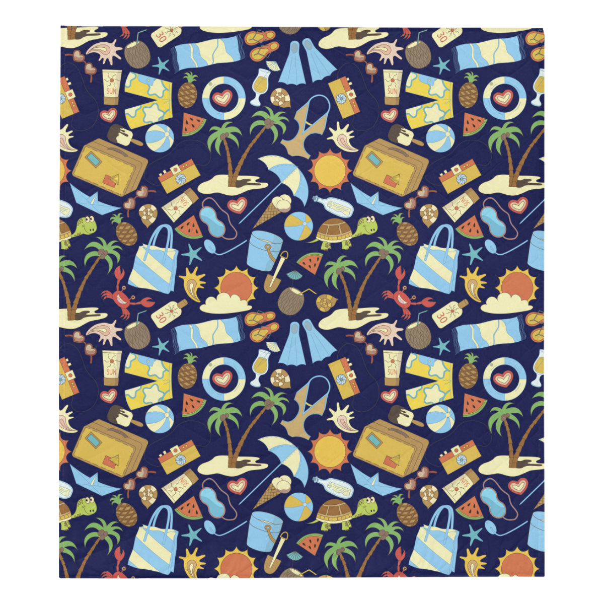 Beach Themed Pattern Print Design 04 Premium Quilt