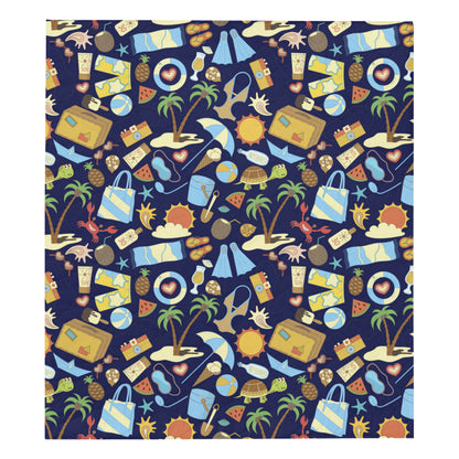 Beach Themed Pattern Print Design 04 Premium Quilt