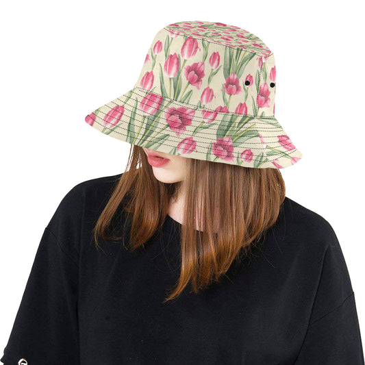 Tulip Pink Pattern Print Design TP06 Unisex Bucket Hat
