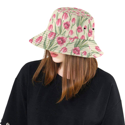Tulip Pink Pattern Print Design TP06 Unisex Bucket Hat