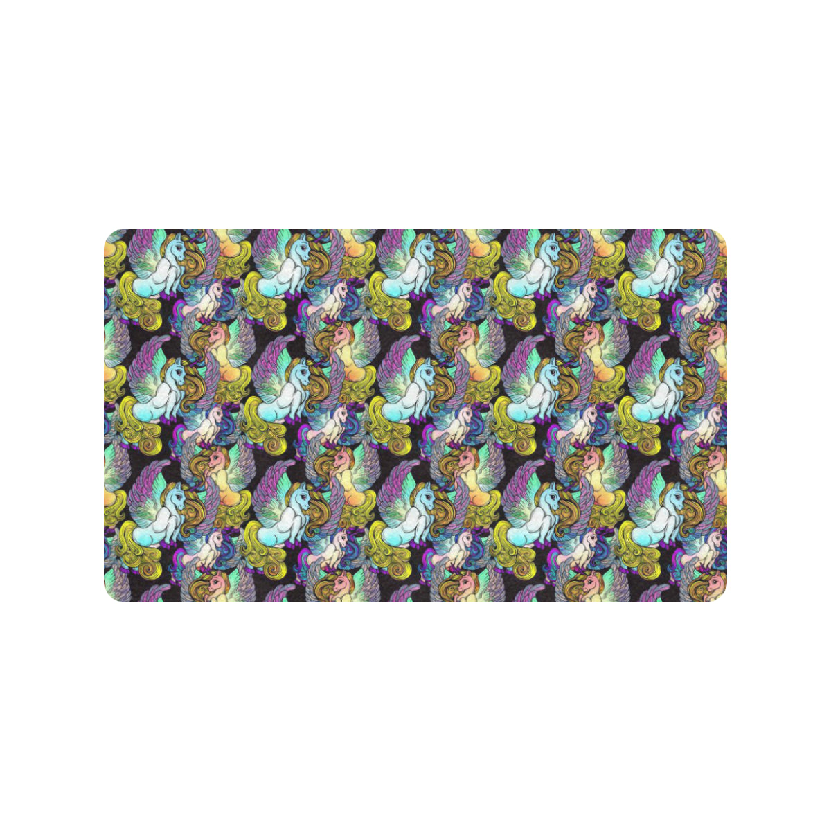 Unicorn With Wings Print Pattern Rubber Doormat