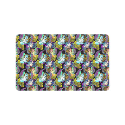 Unicorn With Wings Print Pattern Rubber Doormat