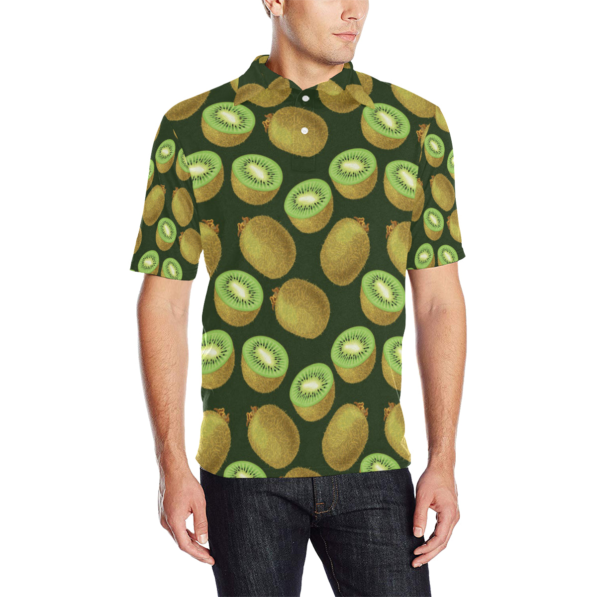 Kiwi Pattern Print Design KW04 Men Polo Shirt