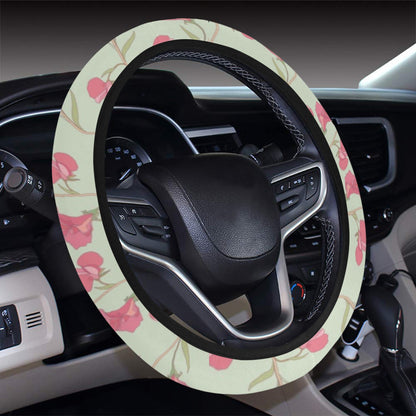 Sweet Pea Print Design LKS301 Steering Wheel Cover with Elastic Edge
