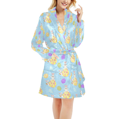 Easter Eggs Pattern Print Design RB015 Women's Fleece Robe