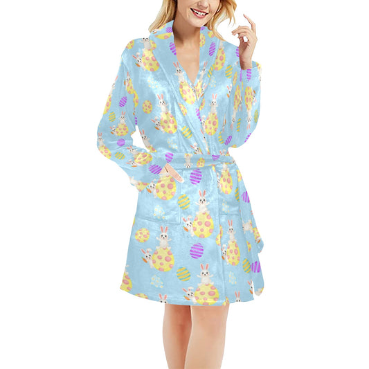Easter Eggs Pattern Print Design RB015 Women's Fleece Robe