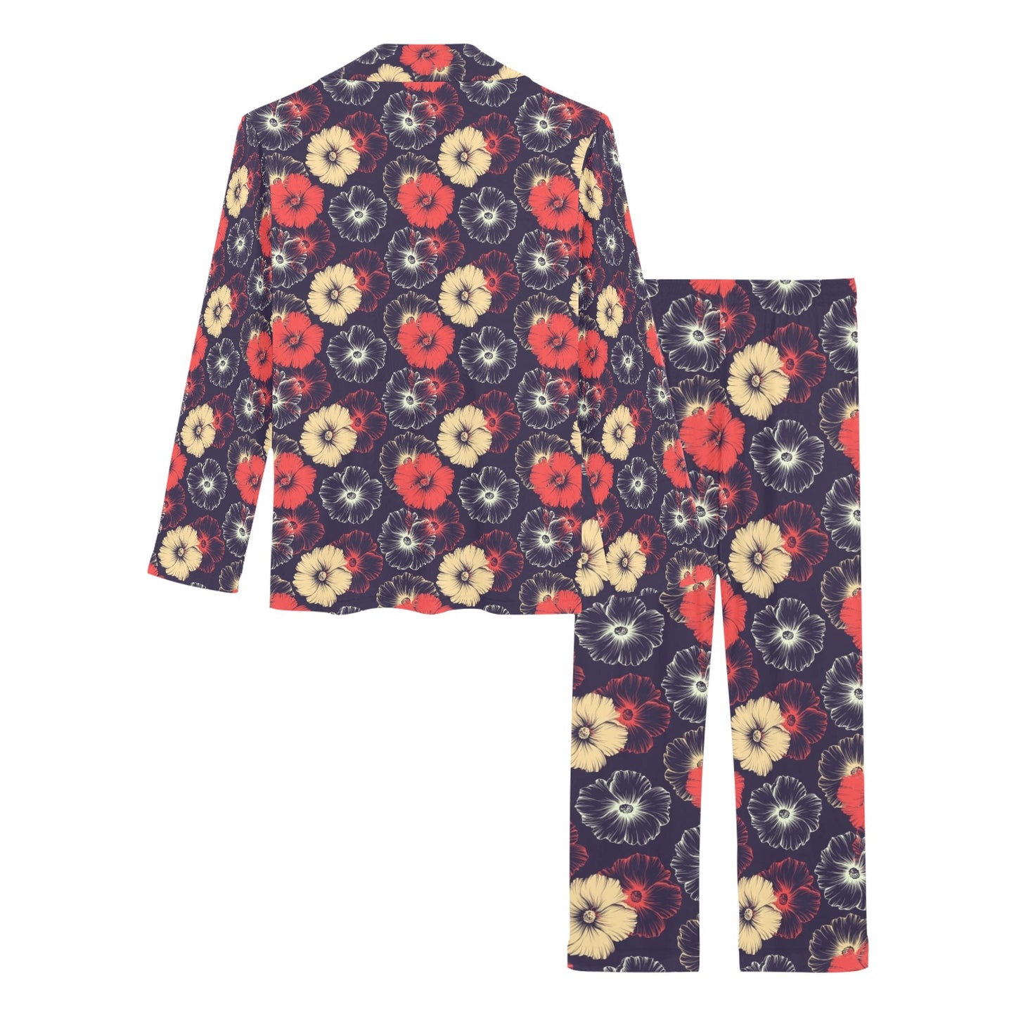 Tropical Flower Print Design LKS302 Women's Long Pajama Set