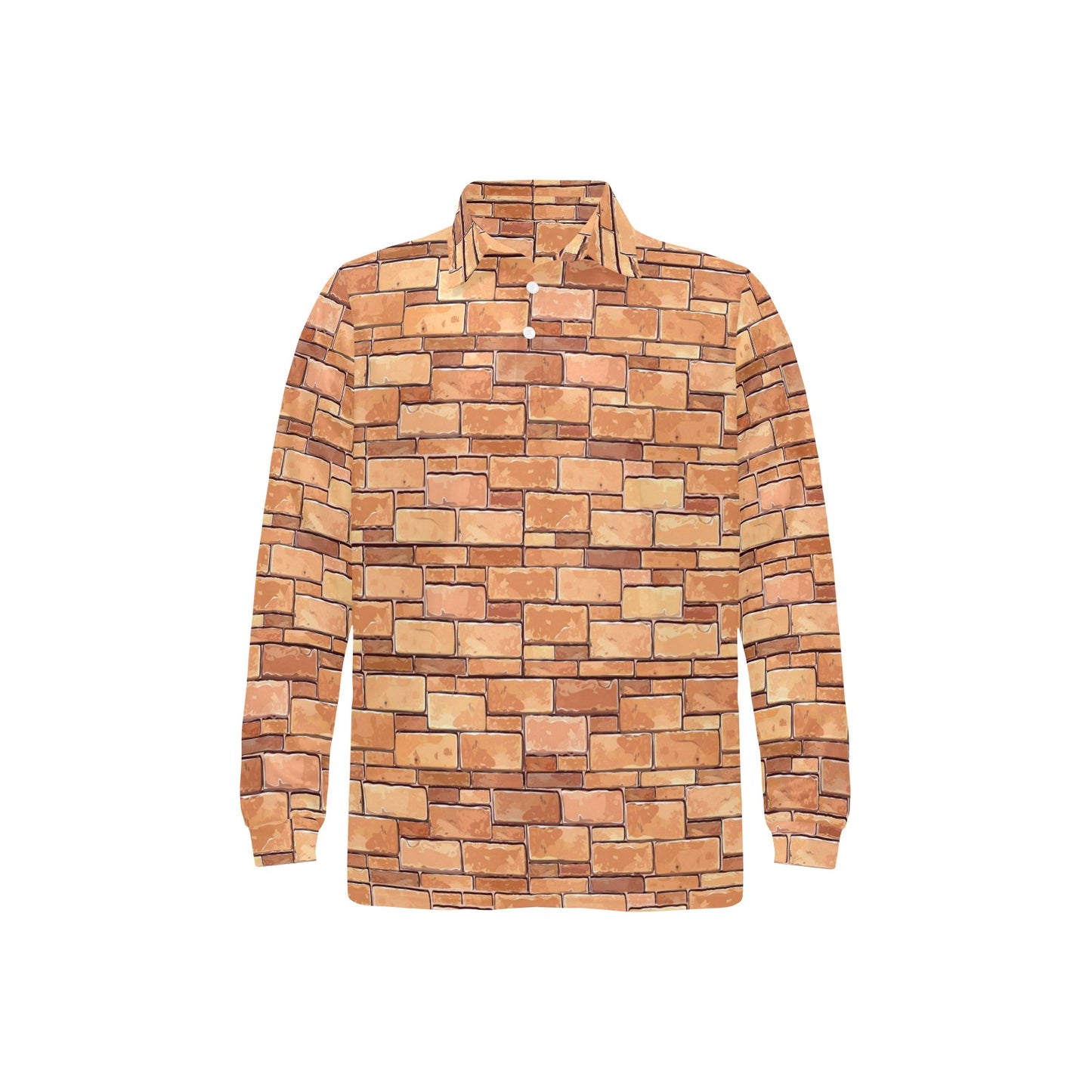 Brick Pattern Print Design 01 Long Sleeve Polo Shirt For Men's
