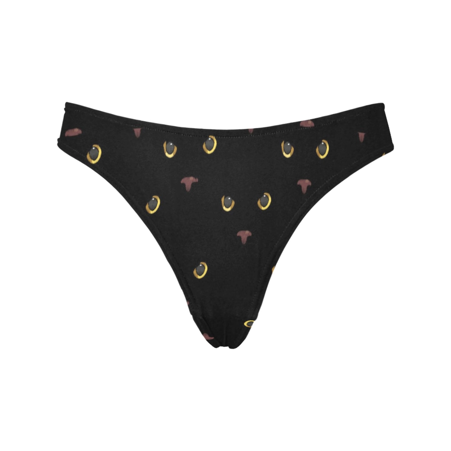 Black Cat Face Print Pattern Women's Thongs