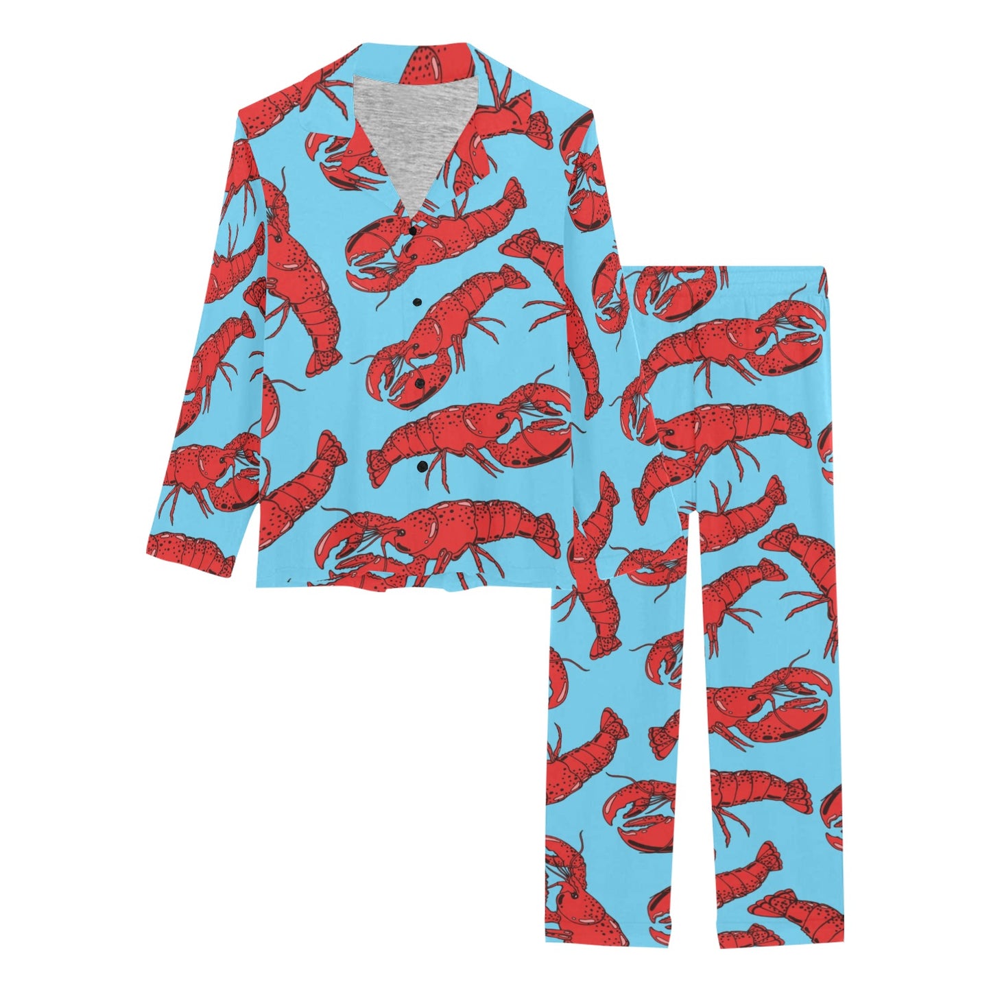 Lobster Red Pattern Print Design 03 Women's Long Pajama Set