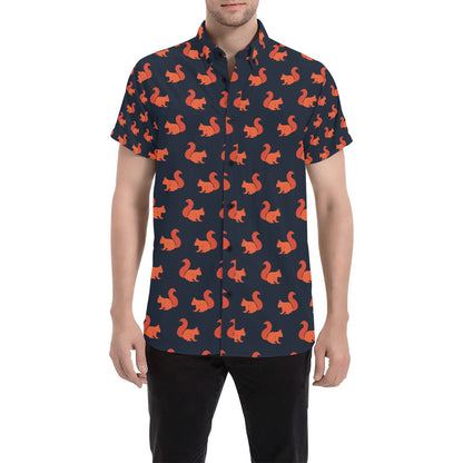 Squirrel Print Design LKS306 Men Short Sleeve Button Up Shirt