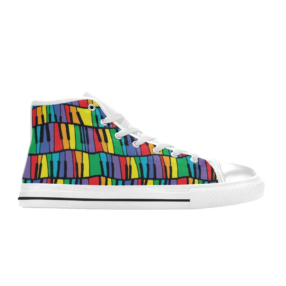 Piano Print Design LKS402 Men's High Top Canvas Shoes