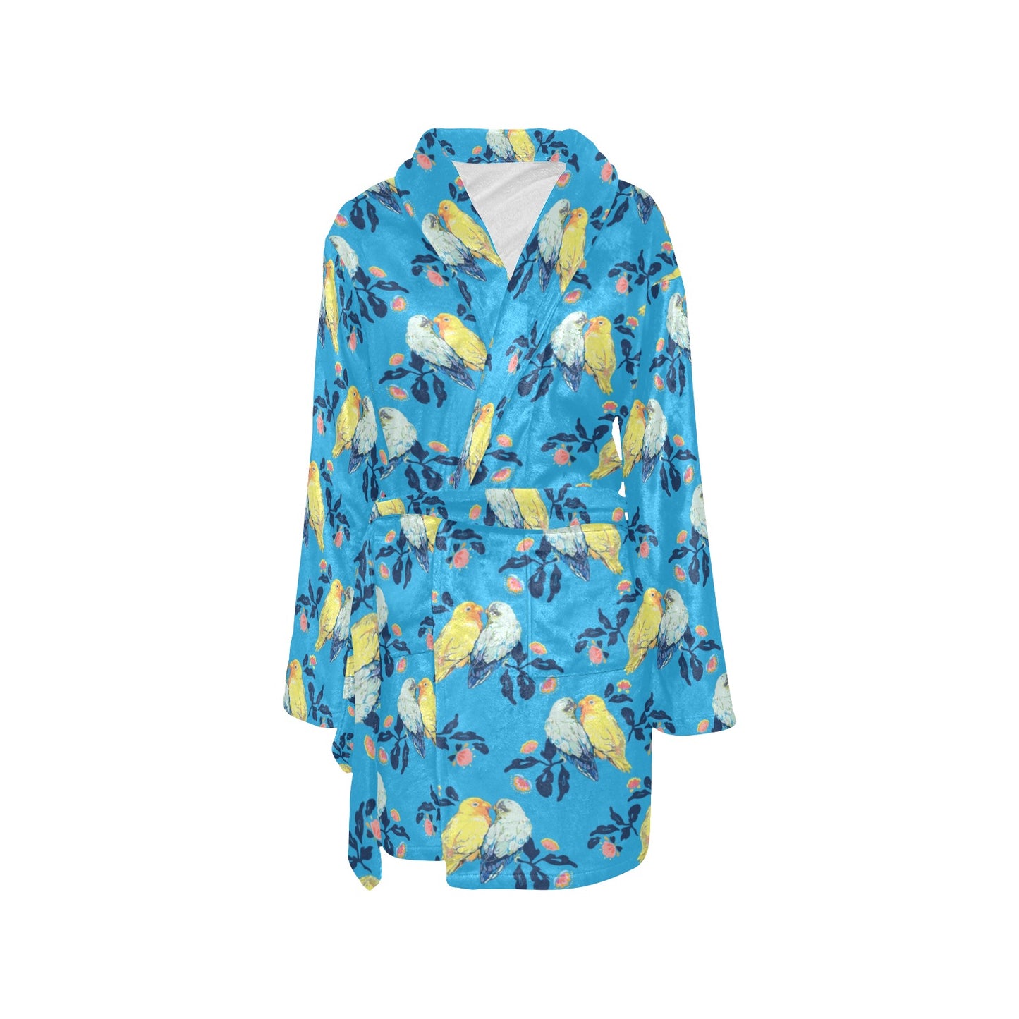 Lovebird Pattern Print Design 03 Women's Fleece Robe