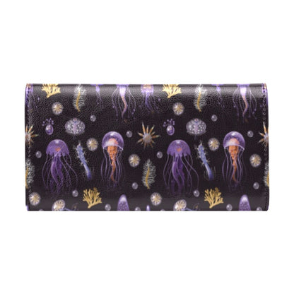 Seaweed With Jelly Fish Print Design LKS305 Women's Trifold Wallet