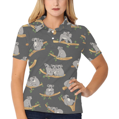 Koala Pattern Print Design 07 Women's Polo Shirt