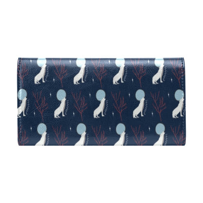 Wolf Moon Print Design LKS304 Women's Trifold Wallet
