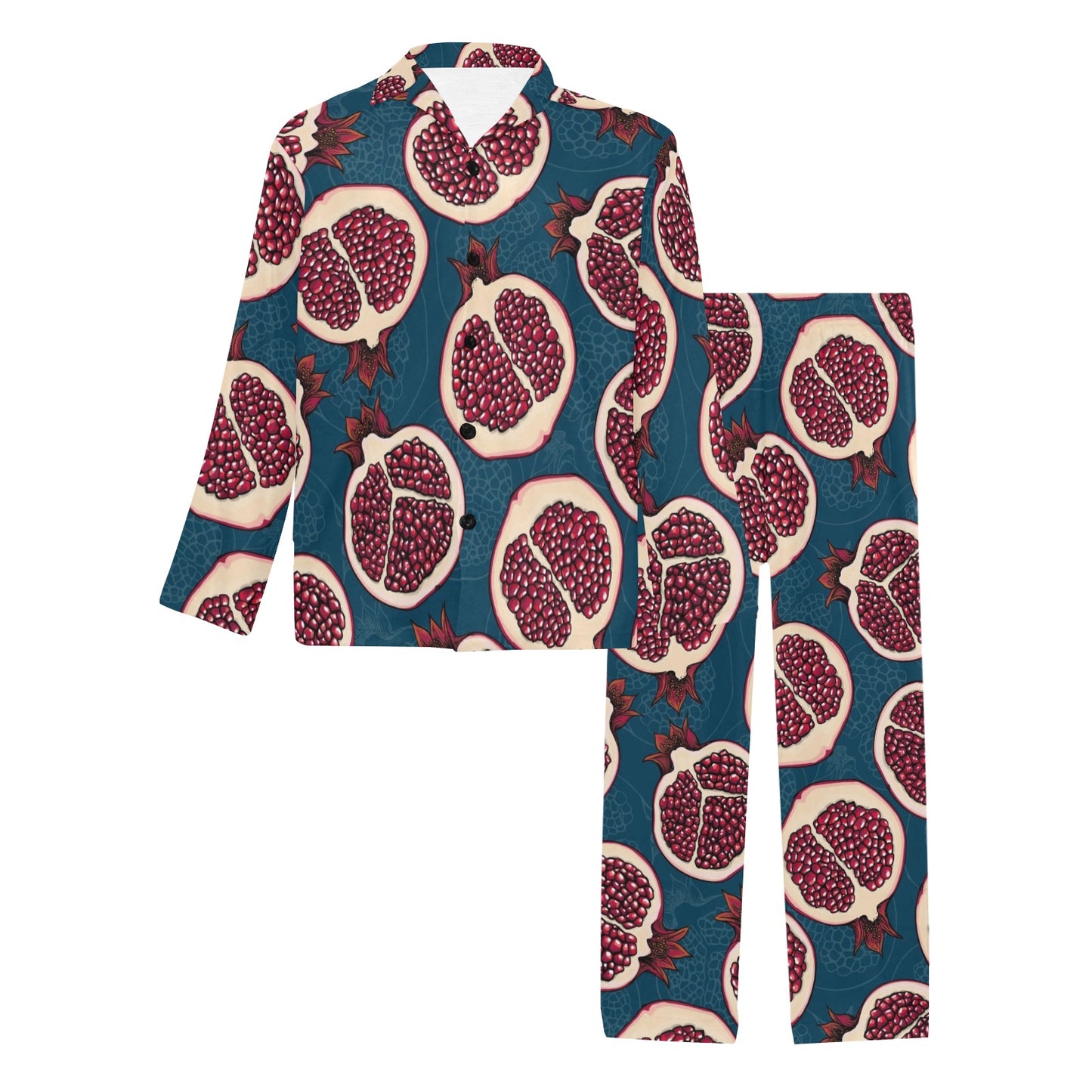 Pomegranate Pattern Print Design PG02 Men's Long Pajama Set