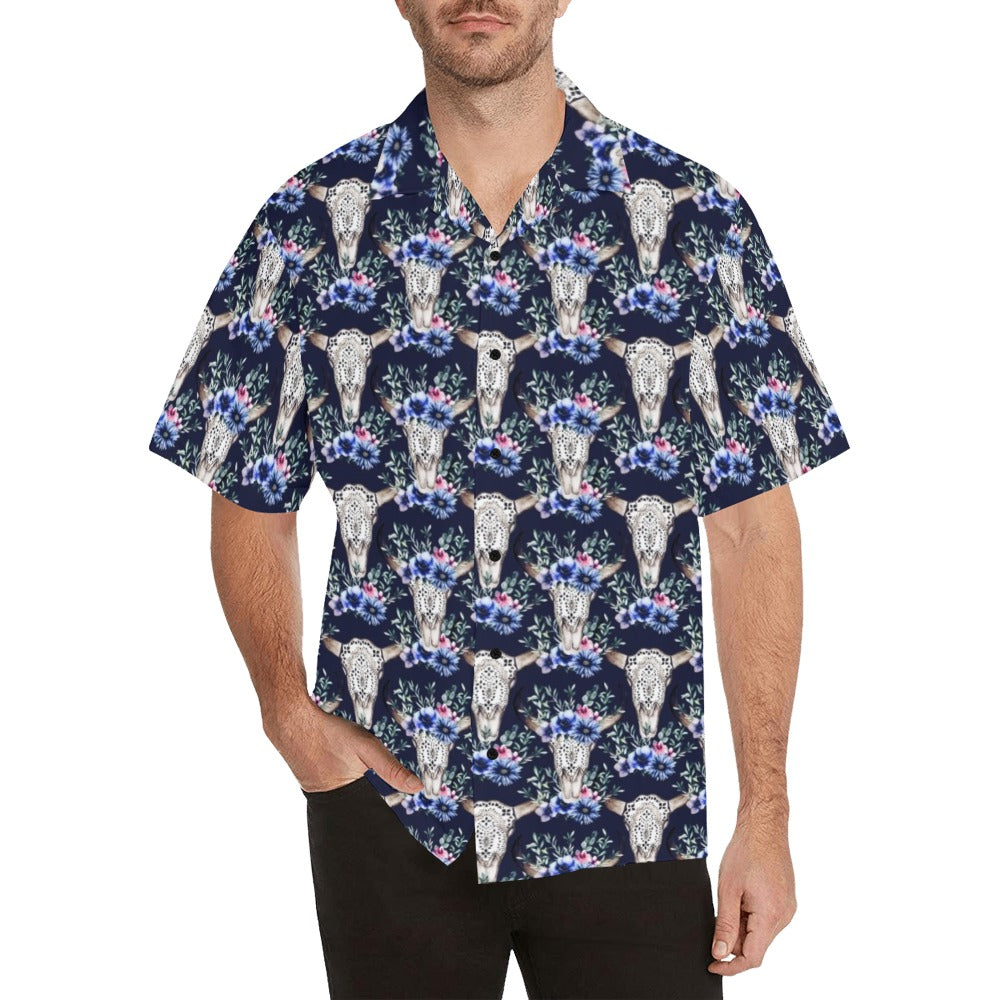 Buffalo Head Print Design LKS402 Men's Men's Hawaiian Shirt