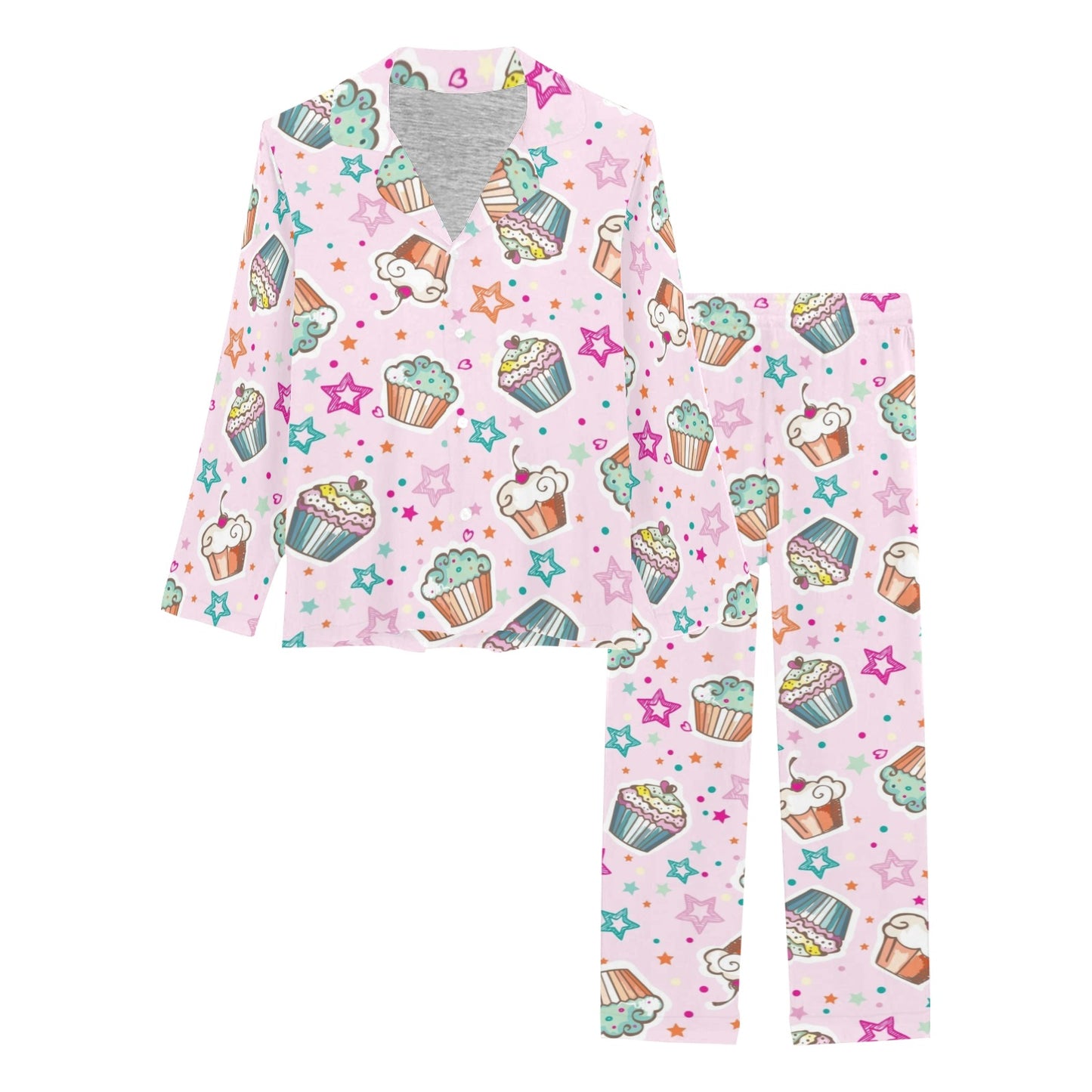 Cupcake Pattern Print Design CP03 Women's Long Pajama Set